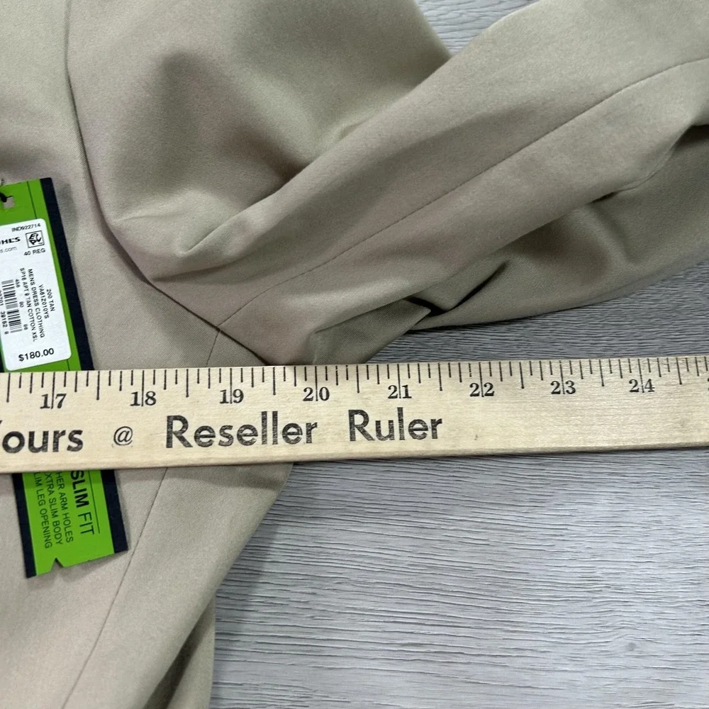 NEW Apt 9 Suit Jacket‎ Mens 40 Beige Cotton Poly Stretch Extra Slim Fit